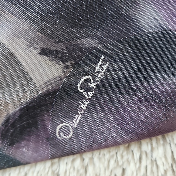 Oscar de la Renta tie gray purple green - Picture 2 of 7